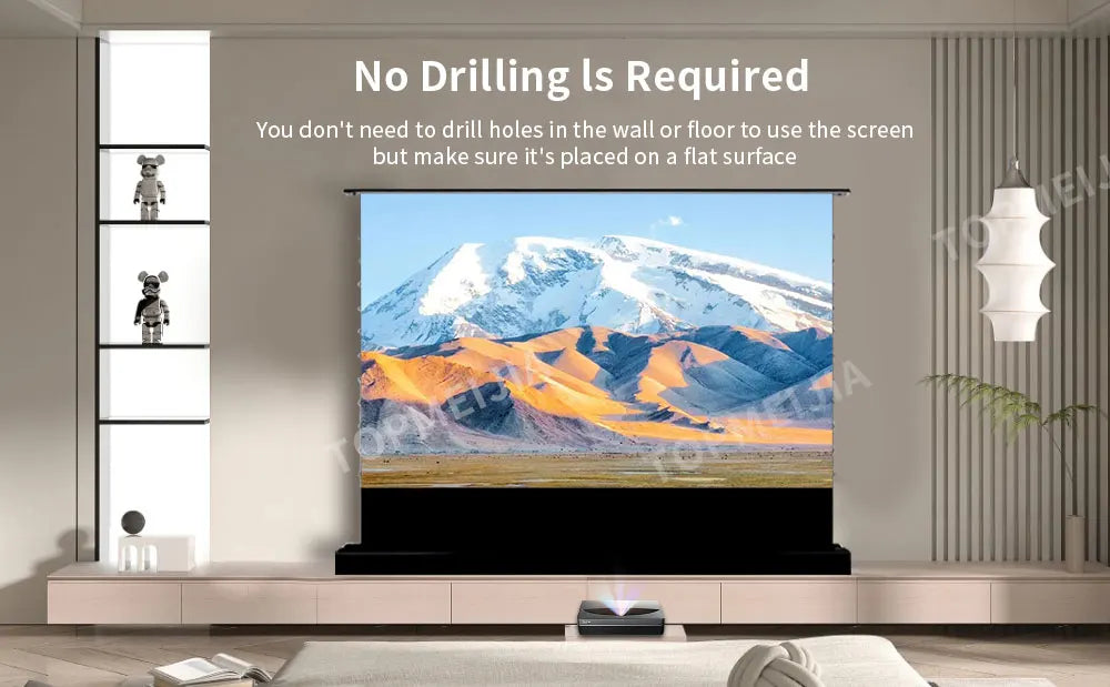 120 inch Laser TV ALR Projector Screen Motorized Floor Rising PET Crystal UST ALR Projection Screen For 4K Ultra Short Projector