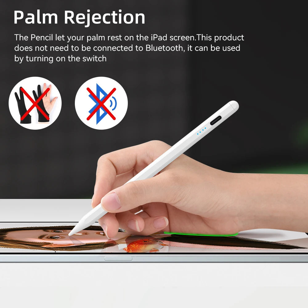 Stylus Pen for Apple Pencil 1 & 2 with Palm Rejection and Power Display