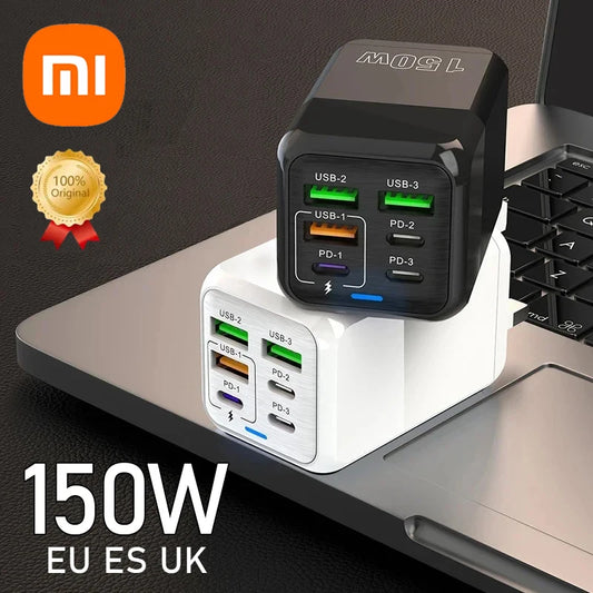 150W 6-Port USB-C Fast Charger with PD & QC 3.0 – High-Power Wall Adapter for iPhone, Samsung, iPad, Huawei, OnePlus, and More