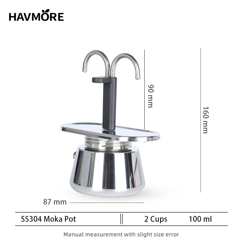 1 2 4Cups Espresso Coffee Maker Stainless Steel Mini Moka Pot With Unique Design