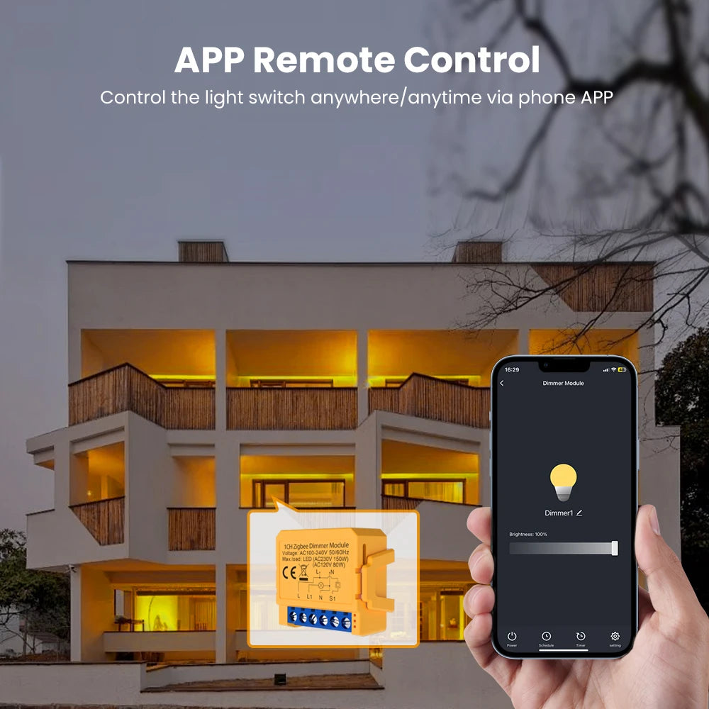 AVATTO Tuya WiFi/ZigBee Smart Dimmer Switch Module 1/2 Gang Dimmer Light Switch Module APP Remote Control For Alexa Google Home