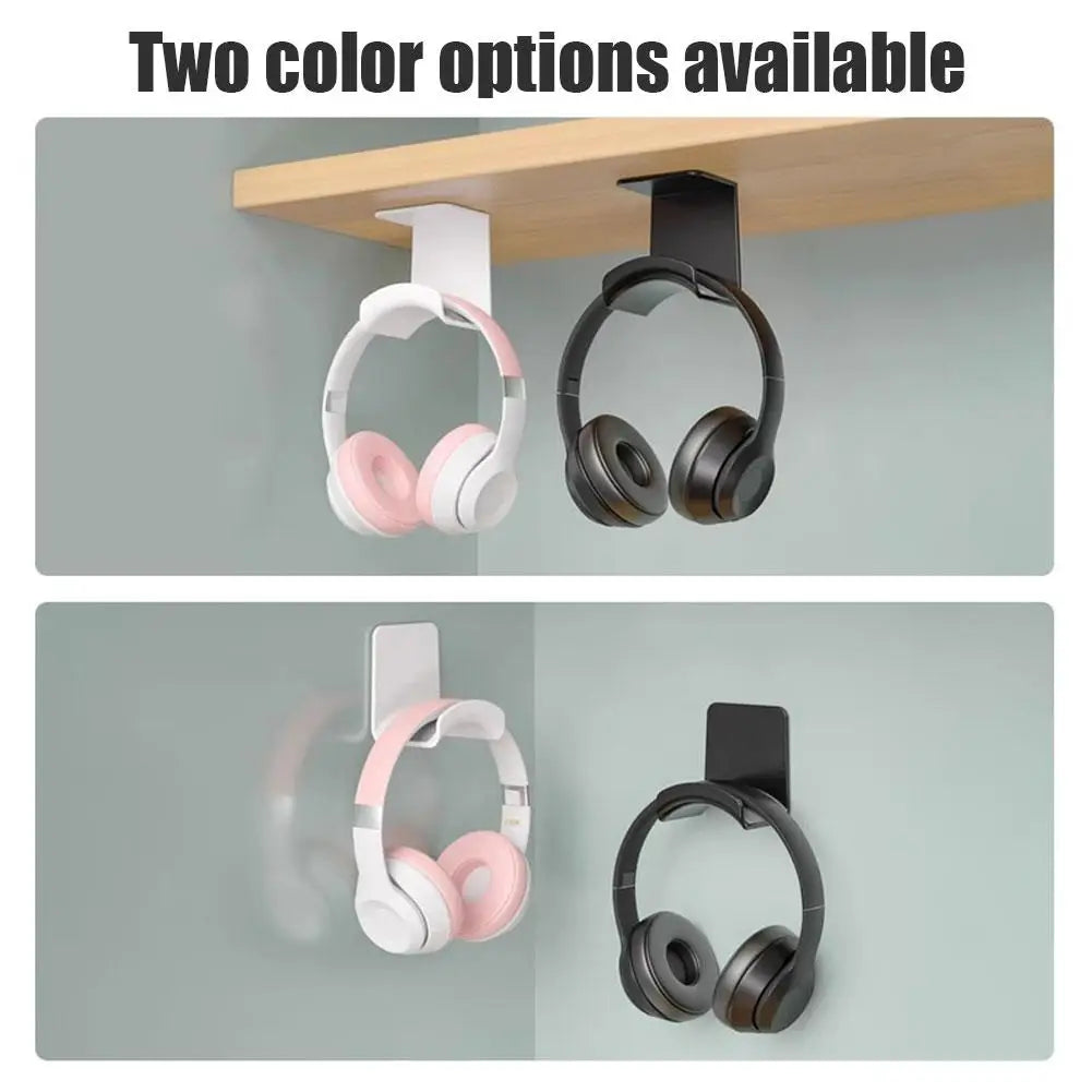 BUDI Universal Headphone Stand – Adhesive Wall Mount & Under-Desk Headset Holder for Gaming Earphones and Headsets