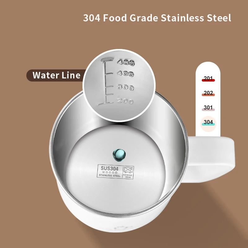 500ml/17oz 304 Stainless Steel Insulated Water Bottle – Double-Layer Coffee Mug with Handle and Plastic Lid