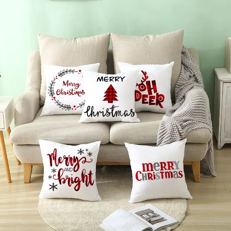 45cm Christmas Cushion Cover - Festive Pillowcase for Home Decor, Xmas, New Year, and 2024 Holiday Decorations