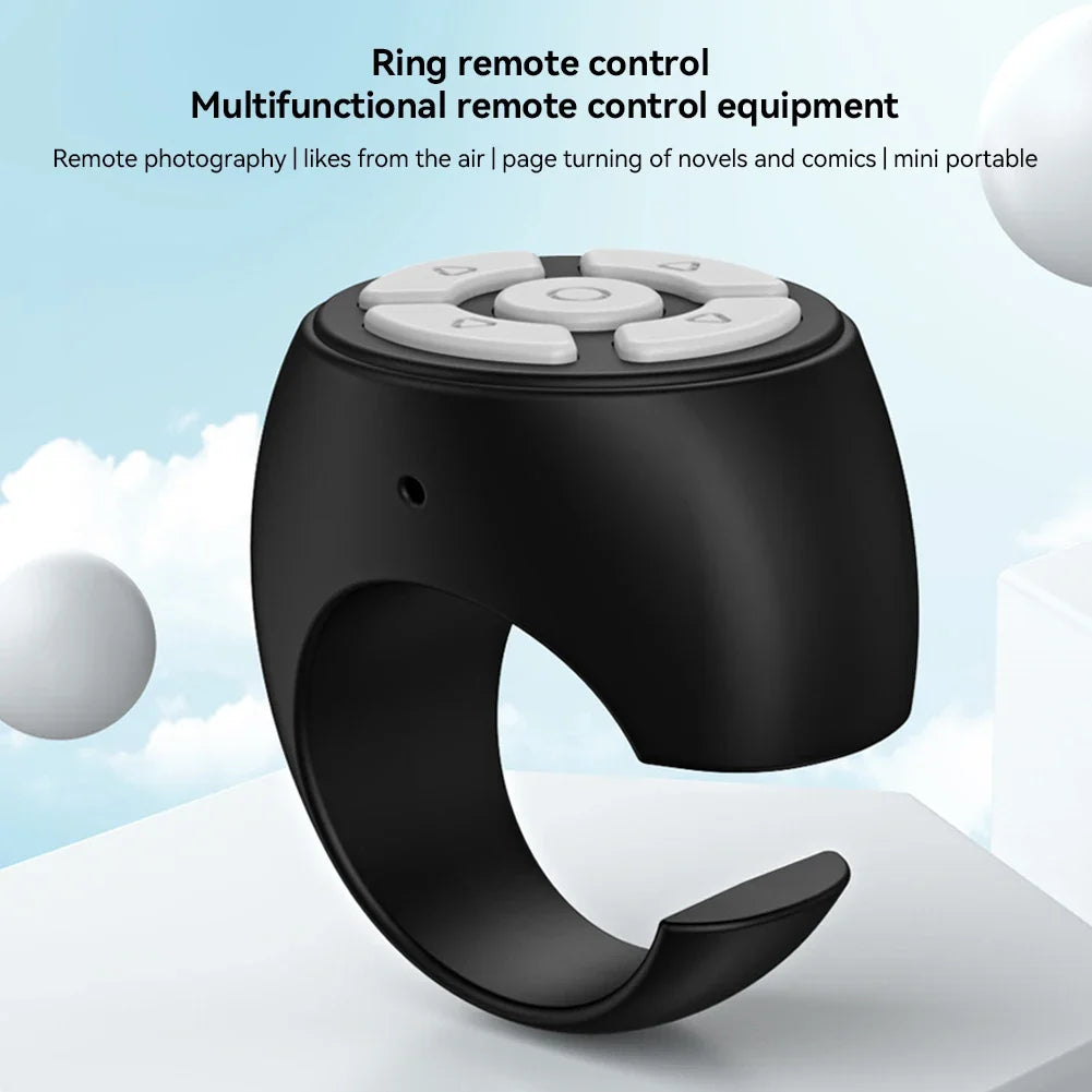 Scrolling Ring Wireless Finger Controller – Bluetooth-compatible ring for page turning, camera shutter, and media control; perfect for home, travel, or car use.