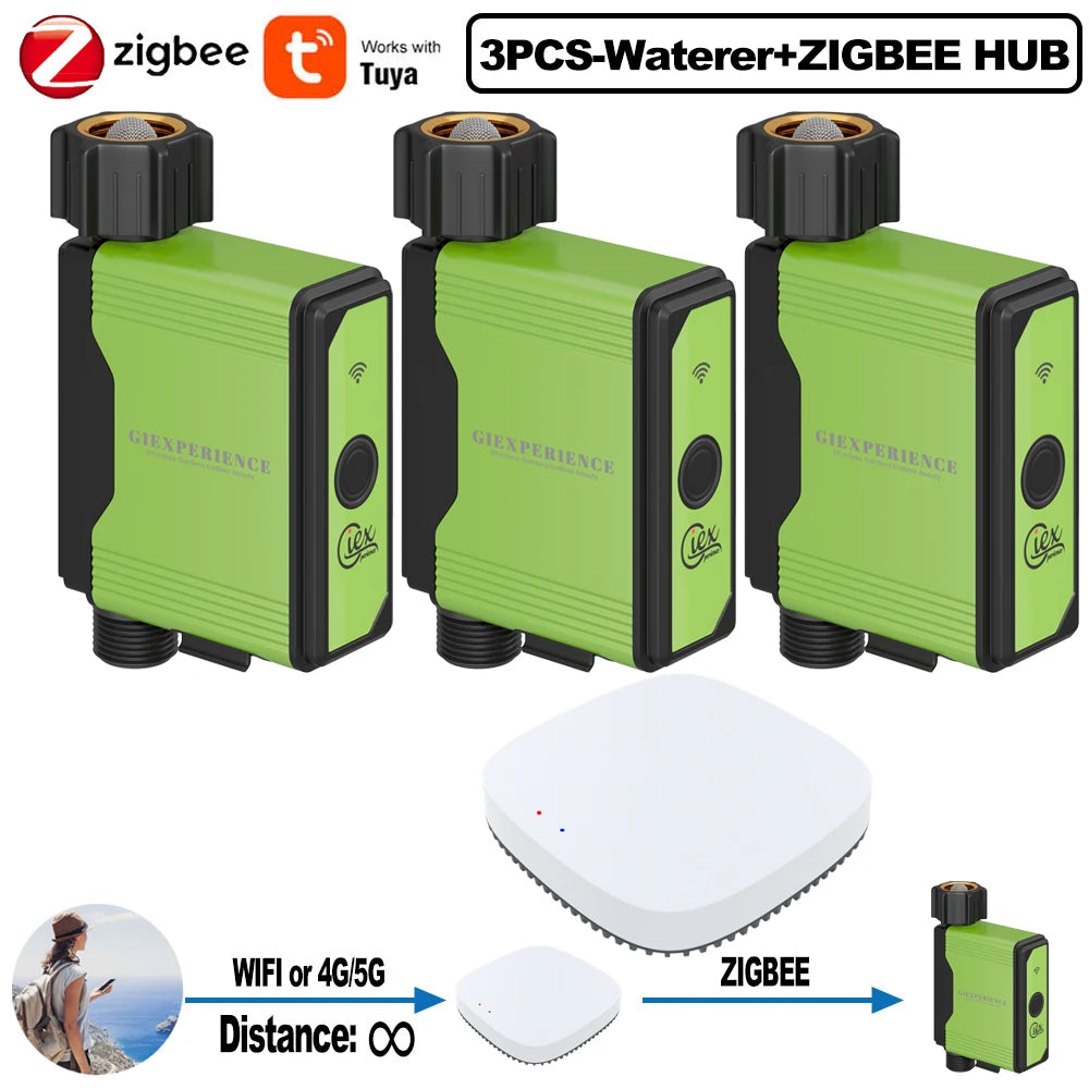 2024 NEW ZIGBEE WiFi Smart Garden Watering Timer - TUYA-Enabled Sprinkler and Drip Irrigation System with Built-in Water Flow Recorder