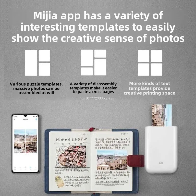 Xiaomi Mijia Pocket Photo Printer Home Portable Mobile Phone Bluetooth Connection Scan AR Photo  ID Photo Headshot Printer