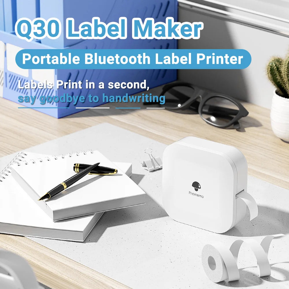 Phomemo Q30 Mini Wireless Thermal Label Printer | Portable Pocket Sticker Printer with Multiple Label Paper Options