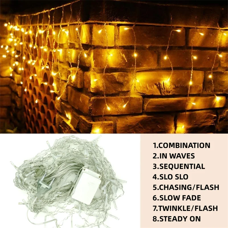 5M LED Waterfall Curtain String Lights - Outdoor Christmas Decoration for Christsmas 2024, Garden, Party, and Eaves (0.4-0.6m Droop)