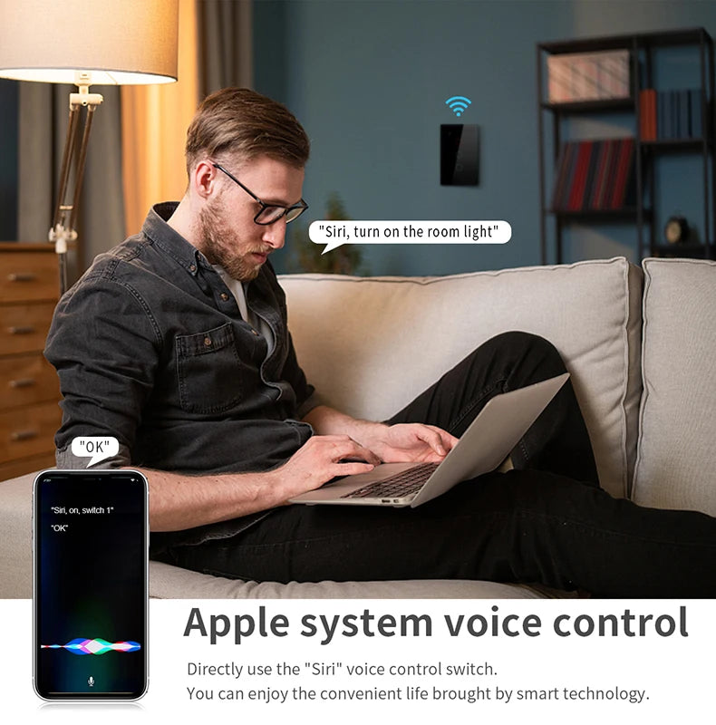 For Apple Homekit Touch Switch WIFI Smart Home Automation Wall Light Switch Interruptor Inteligenter 1/2/3Gang Siri VoiceControl