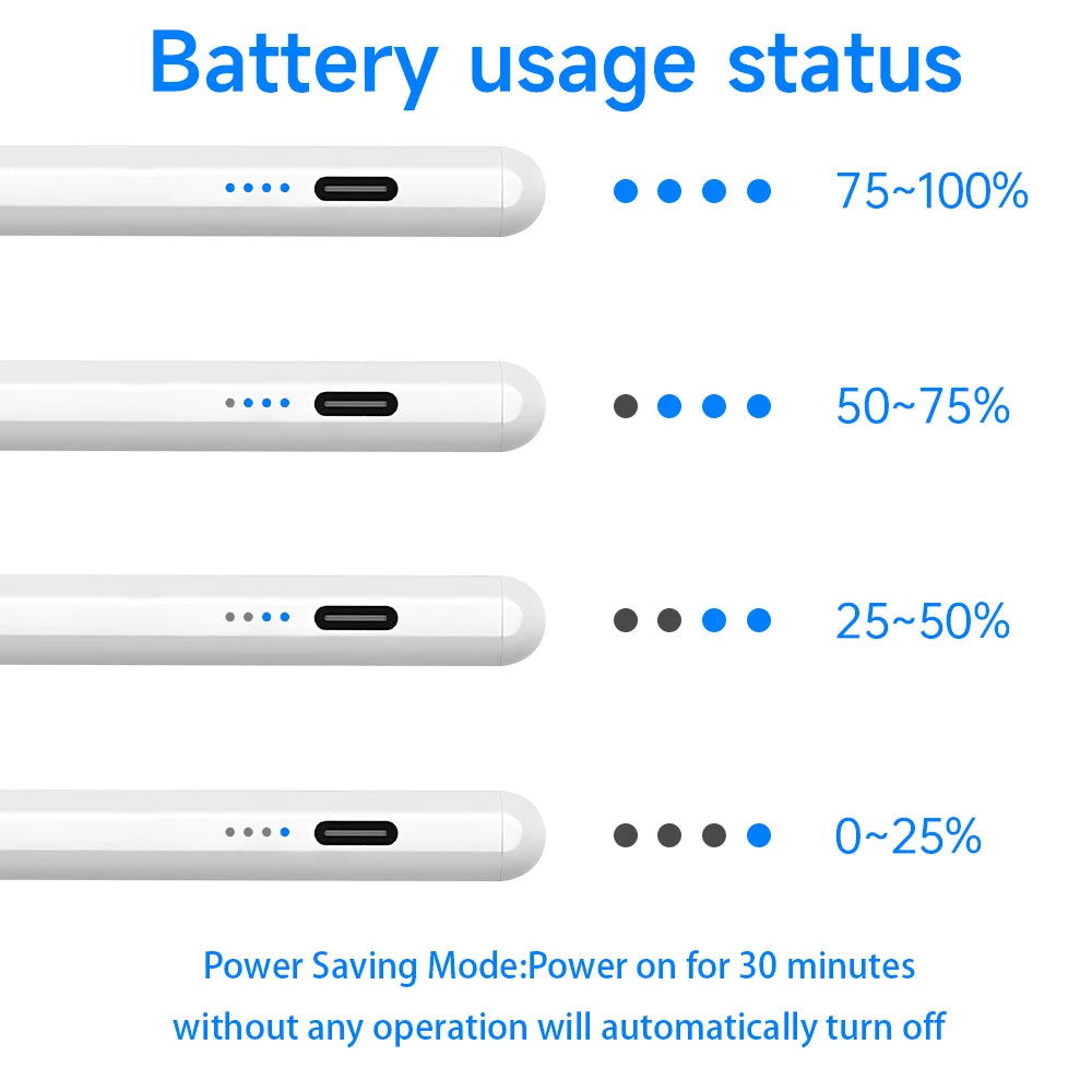 Stylus Pen for Apple Pencil 1 & 2 with Palm Rejection and Power Display