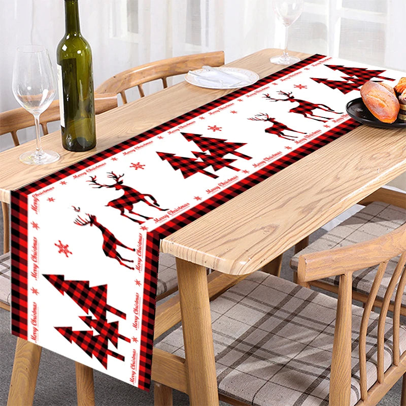 Christmas Table Runner - Merry Christmas Home Decoration Tablecloth Cover for Xmas, New Year Party, and Gifts 2024