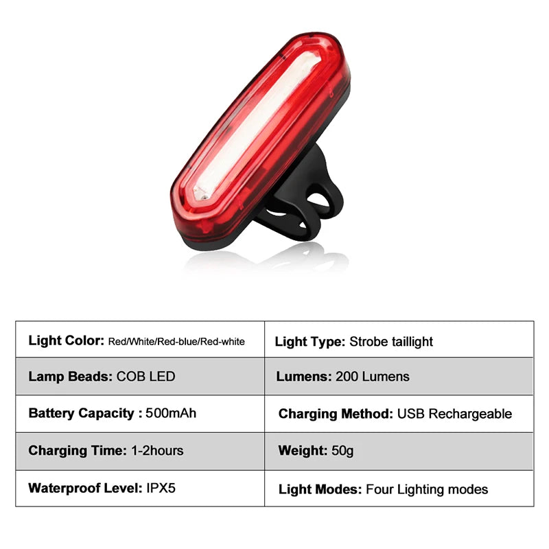 USB Rechargeable LED Bike Tail Light - Ultra Bright Night Cycling Warning Light for Mountain & Road Bikes