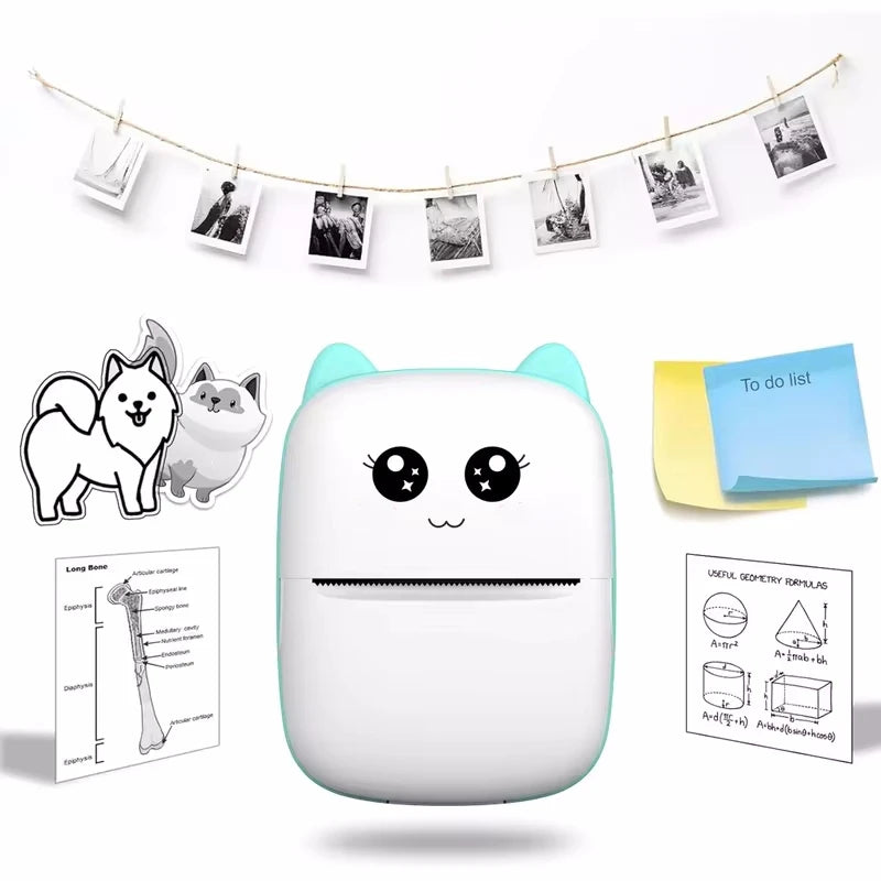 Mini Cat Portable Thermal Printer - Wireless Bluetooth Photo & Label Printer for Android and iOS (58mm)