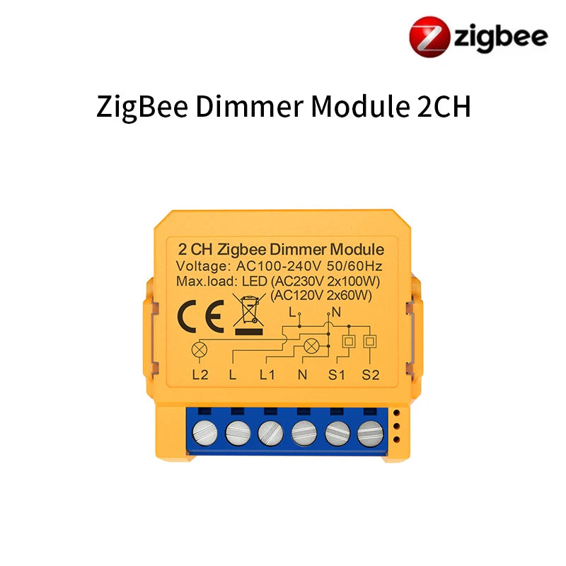 AVATTO Tuya WiFi/ZigBee Smart Dimmer Switch Module 1/2 Gang Dimmer Light Switch Module APP Remote Control For Alexa Google Home