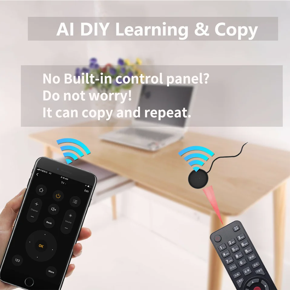 Tuya WiFi Smart IR Remote Control - Universal Remote for TV, AC, DVD, and Audio, Compatible with Alexa, Google Home, Smart Life App