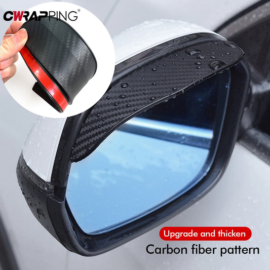 2PCS Carbon Fiber Rearview Mirror Rain Eyebrow - Sun Visor Shade Protector for Clear Vision in Rain - Car Mirror Accessories