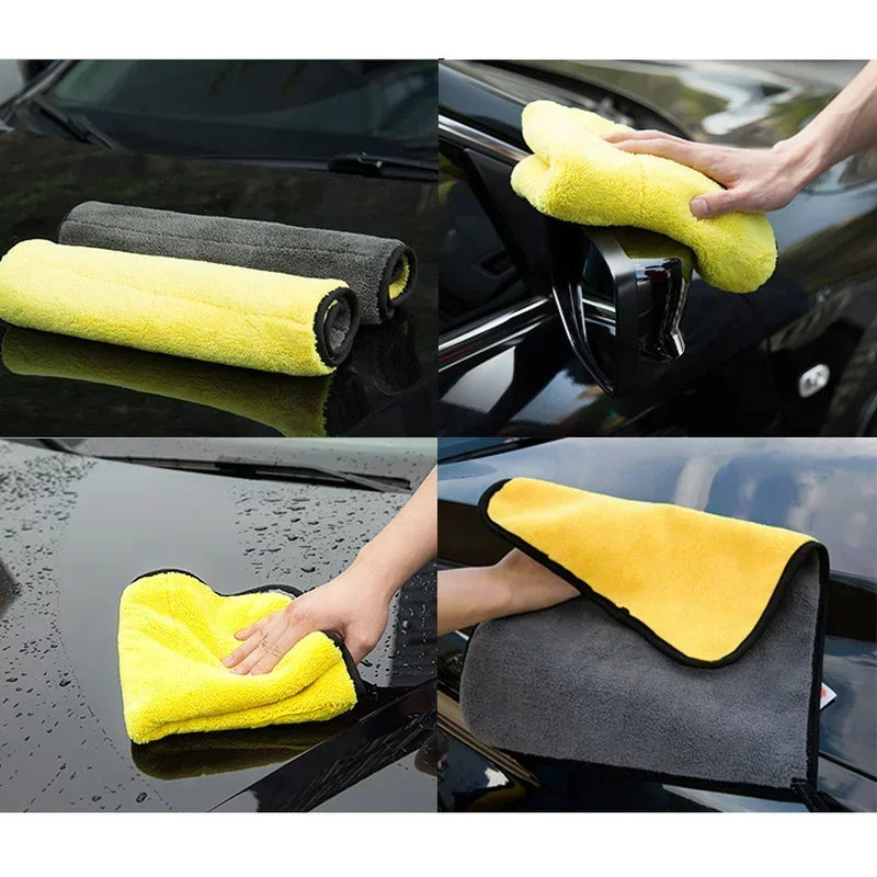 5PCS 30x60cm Microfiber Car Cleaning Towels - Thick Double-Layer Soft Drying Cloths for Car Care and Detailing