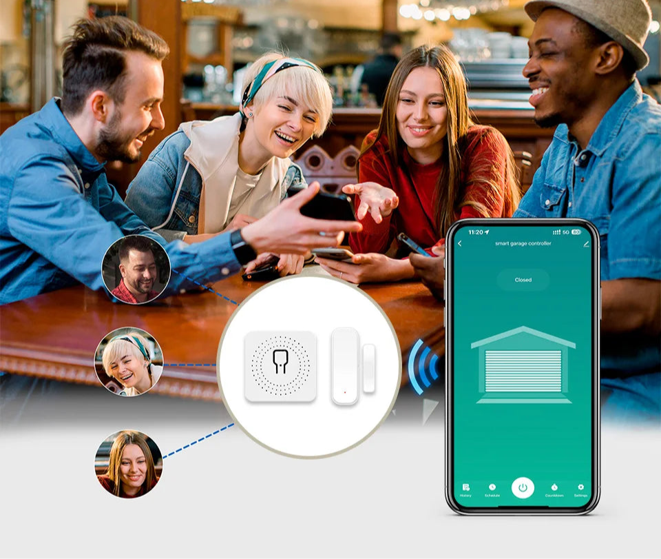 Tuya WiFi Smart Garage Door Opener Door Sensor Smart Home Home Automation Work For Google Assistant Alexa APP Remote Control