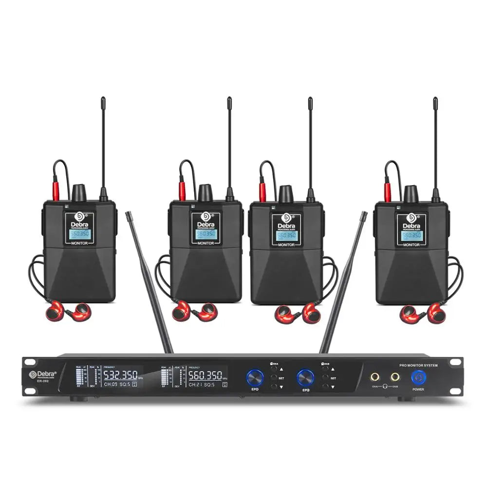 Debra ER-202 Stage Audio UHF Wireless In Ear Monitor System With Multiple Transmitter For Stage Performance Singer