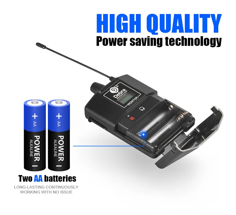 Debra ER-202 Stage Audio UHF Wireless In Ear Monitor System With Multiple Transmitter For Stage Performance Singer
